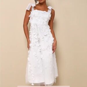 Lulu's White Textured Midi Dress